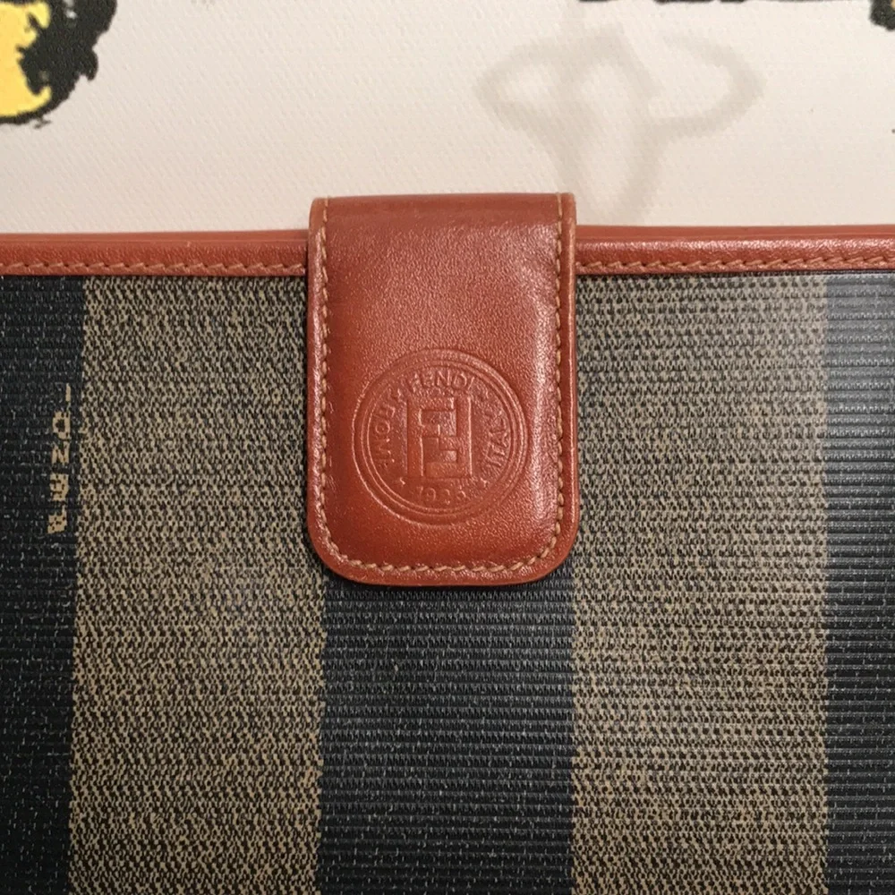 Pre-Loved Fendi Pequin Leather Long Wallet – Brown, Like New
